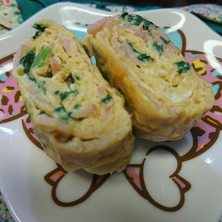 小松菜とハムの卵焼き